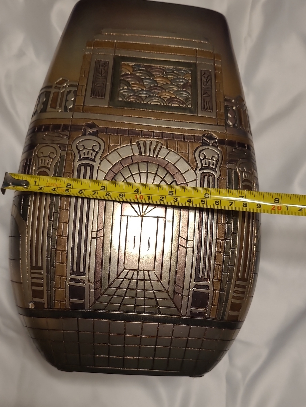 Artmax Embossed Bronze Decorative Architectural Vase. 13" X 8" - Picture 12 of 12